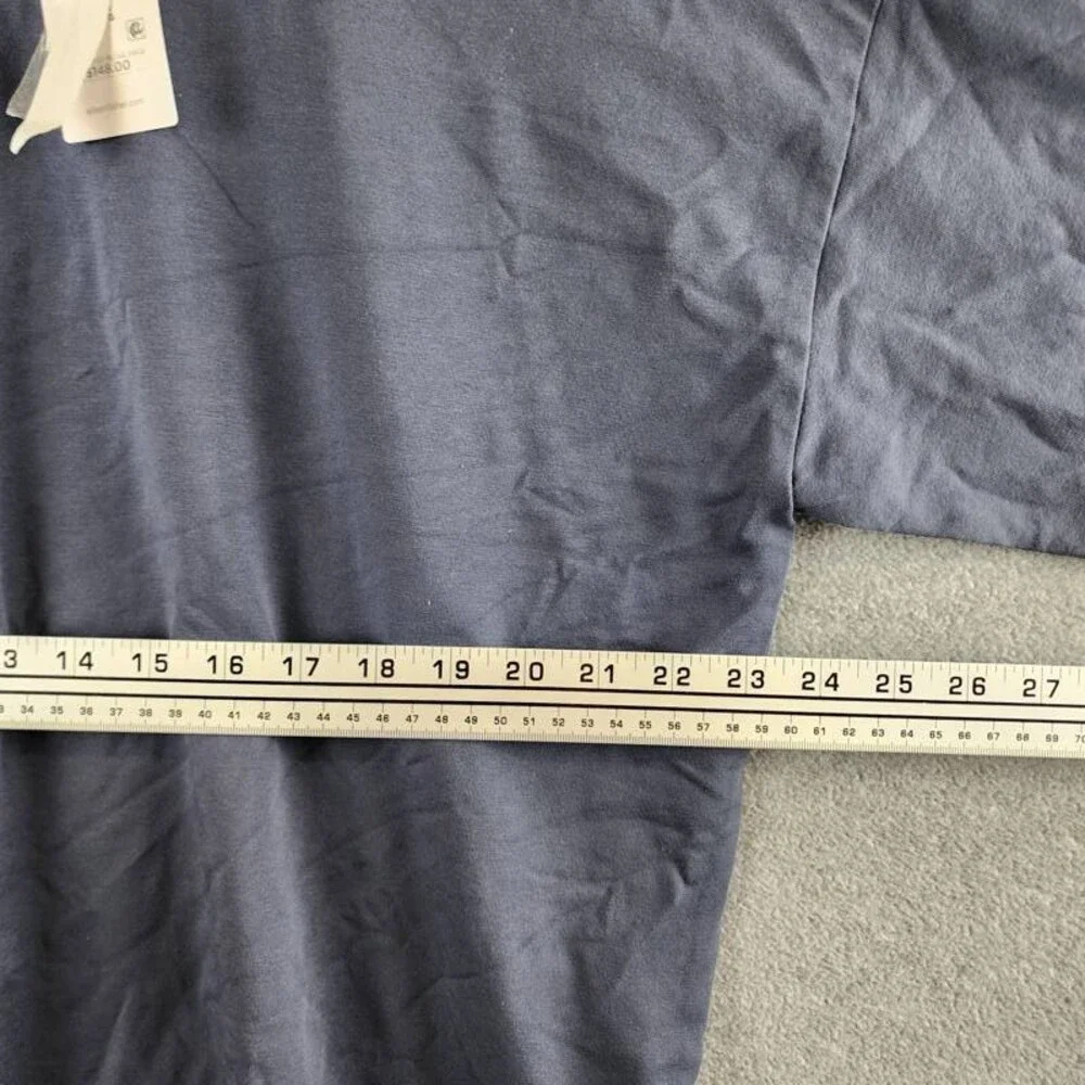 Eileen Fisher Cotton High Crewneck Boxy Top Women's Large Ocean Long Sleeve